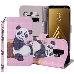 Happy Panda 3D Painted Leather Phone Wallet Case Cover for Samsung Galaxy A6 Plus (2018)
