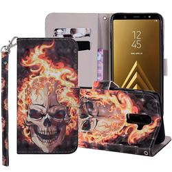 Flame Skull 3D Painted Leather Phone Wallet Case Cover for Samsung Galaxy A6 Plus (2018)