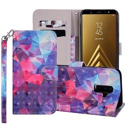 Colored Diamond 3D Painted Leather Phone Wallet Case Cover for Samsung Galaxy A6 Plus (2018)