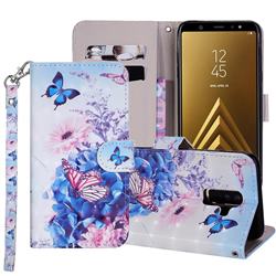 Pansy Butterfly 3D Painted Leather Phone Wallet Case Cover for Samsung Galaxy A6 Plus (2018)