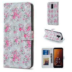 Roses Flower 3D Painted Leather Phone Wallet Case for Samsung Galaxy A6 Plus (2018)