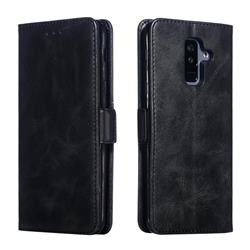 Retro Classic Calf Pattern Leather Wallet Phone Case for Samsung Galaxy A6 Plus (2018) - Black