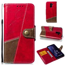 Retro Magnetic Stitching Wallet Flip Cover for Samsung Galaxy A6 Plus (2018) - Rose Red