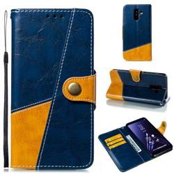Retro Magnetic Stitching Wallet Flip Cover for Samsung Galaxy A6 Plus (2018) - Blue