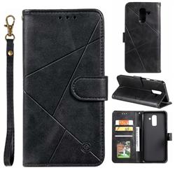Embossing Geometric Leather Wallet Case for Samsung Galaxy A6 Plus (2018) - Black