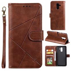 Embossing Geometric Leather Wallet Case for Samsung Galaxy A6 Plus (2018) - Brown