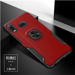 Knight Armor Anti Drop PC + Silicone Invisible Ring Holder Phone Cover for Samsung Galaxy A6s - Red