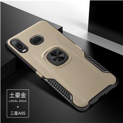 Knight Armor Anti Drop PC + Silicone Invisible Ring Holder Phone Cover for Samsung Galaxy A6s - Champagne