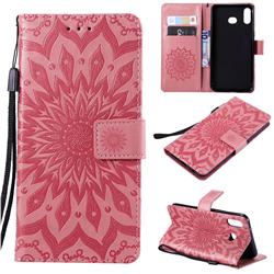 Embossing Sunflower Leather Wallet Case for Samsung Galaxy A6s - Pink