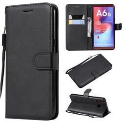 Retro Greek Classic Smooth PU Leather Wallet Phone Case for Samsung Galaxy A6s - Black