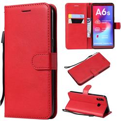 Retro Greek Classic Smooth PU Leather Wallet Phone Case for Samsung Galaxy A6s - Red