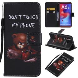 Angry Bear PU Leather Wallet Case for Samsung Galaxy A6s