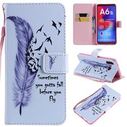 Feather Birds PU Leather Wallet Case for Samsung Galaxy A6s