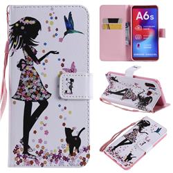 Petals and Cats PU Leather Wallet Case for Samsung Galaxy A6s