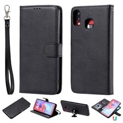 Retro Greek Detachable Magnetic PU Leather Wallet Phone Case for Samsung Galaxy A6s - Black