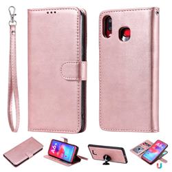 Retro Greek Detachable Magnetic PU Leather Wallet Phone Case for Samsung Galaxy A6s - Rose Gold
