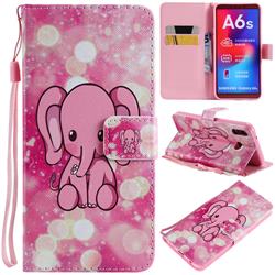 Pink Elephant PU Leather Wallet Case for Samsung Galaxy A6s