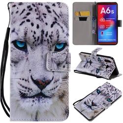 White Leopard PU Leather Wallet Case for Samsung Galaxy A6s