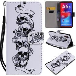 Skull Head PU Leather Wallet Case for Samsung Galaxy A6s