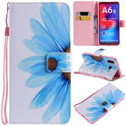 Blue Sunflower PU Leather Wallet Case for Samsung Galaxy A6s