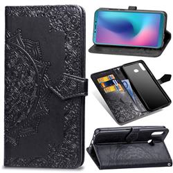 Embossing Imprint Mandala Flower Leather Wallet Case for Samsung Galaxy A6s - Black