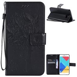 Embossing Butterfly Tree Leather Wallet Case for Samsung Galaxy A7 2016 A710 - Black