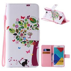 Cat and Tree PU Leather Wallet Case for Samsung Galaxy A7 2016 A710