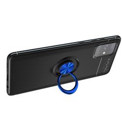 Auto Focus Invisible Ring Holder Soft Phone Case for Samsung Galaxy A71 5G - Black Blue