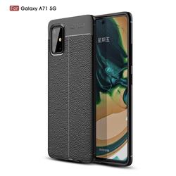 Luxury Auto Focus Litchi Texture Silicone TPU Back Cover for Samsung Galaxy A71 5G - Black
