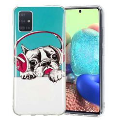 Headphone Puppy Noctilucent Soft TPU Back Cover for Samsung Galaxy A71 5G