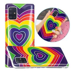 Rainbow Heart Painted Galvanized Electroplating Soft Phone Case Cover for Samsung Galaxy A71 5G