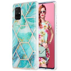 Blue Sea Marble Pattern Galvanized Electroplating Protective Case Cover for Samsung Galaxy A71 5G
