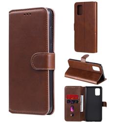 Retro Calf Matte Leather Wallet Phone Case for Samsung Galaxy A71 5G - Brown