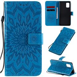 Embossing Sunflower Leather Wallet Case for Samsung Galaxy A71 5G - Blue