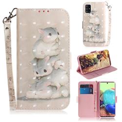 Three Squirrels 3D Painted Leather Wallet Phone Case for Samsung Galaxy A71 5G