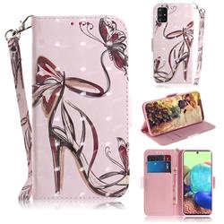Butterfly High Heels 3D Painted Leather Wallet Phone Case for Samsung Galaxy A71 5G