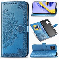 Embossing Imprint Mandala Flower Leather Wallet Case for Samsung Galaxy A71 5G - Blue