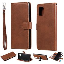 Retro Greek Detachable Magnetic PU Leather Wallet Phone Case for Samsung Galaxy A71 5G - Brown