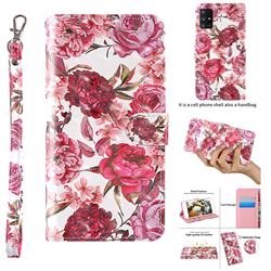 Red Flower 3D Painted Leather Wallet Case for Samsung Galaxy A71 5G