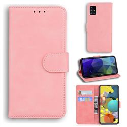 Retro Classic Skin Feel Leather Wallet Phone Case for Samsung Galaxy A71 5G - Pink