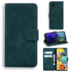 Retro Classic Skin Feel Leather Wallet Phone Case for Samsung Galaxy A71 5G - Green