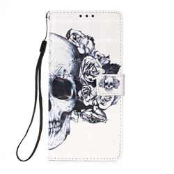 Skull Flower 3D Painted Leather Wallet Case for Samsung Galaxy A71 5G
