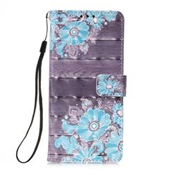 Blue Flower 3D Painted Leather Wallet Case for Samsung Galaxy A71 5G