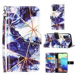 Starry Blue Stitching Color Marble Leather Wallet Case for Samsung Galaxy A71 5G