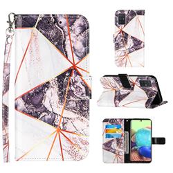 Black and White Stitching Color Marble Leather Wallet Case for Samsung Galaxy A71 5G