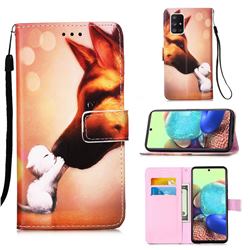 Hound Kiss Matte Leather Wallet Phone Case for Samsung Galaxy A71 5G
