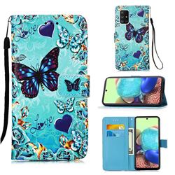 Love Butterfly Matte Leather Wallet Phone Case for Samsung Galaxy A71 5G