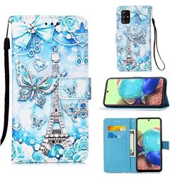 Tower Butterfly Matte Leather Wallet Phone Case for Samsung Galaxy A71 5G