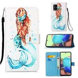 Mermaid Matte Leather Wallet Phone Case for Samsung Galaxy A71 5G