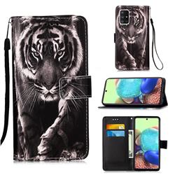 Black and White Tiger Matte Leather Wallet Phone Case for Samsung Galaxy A71 5G